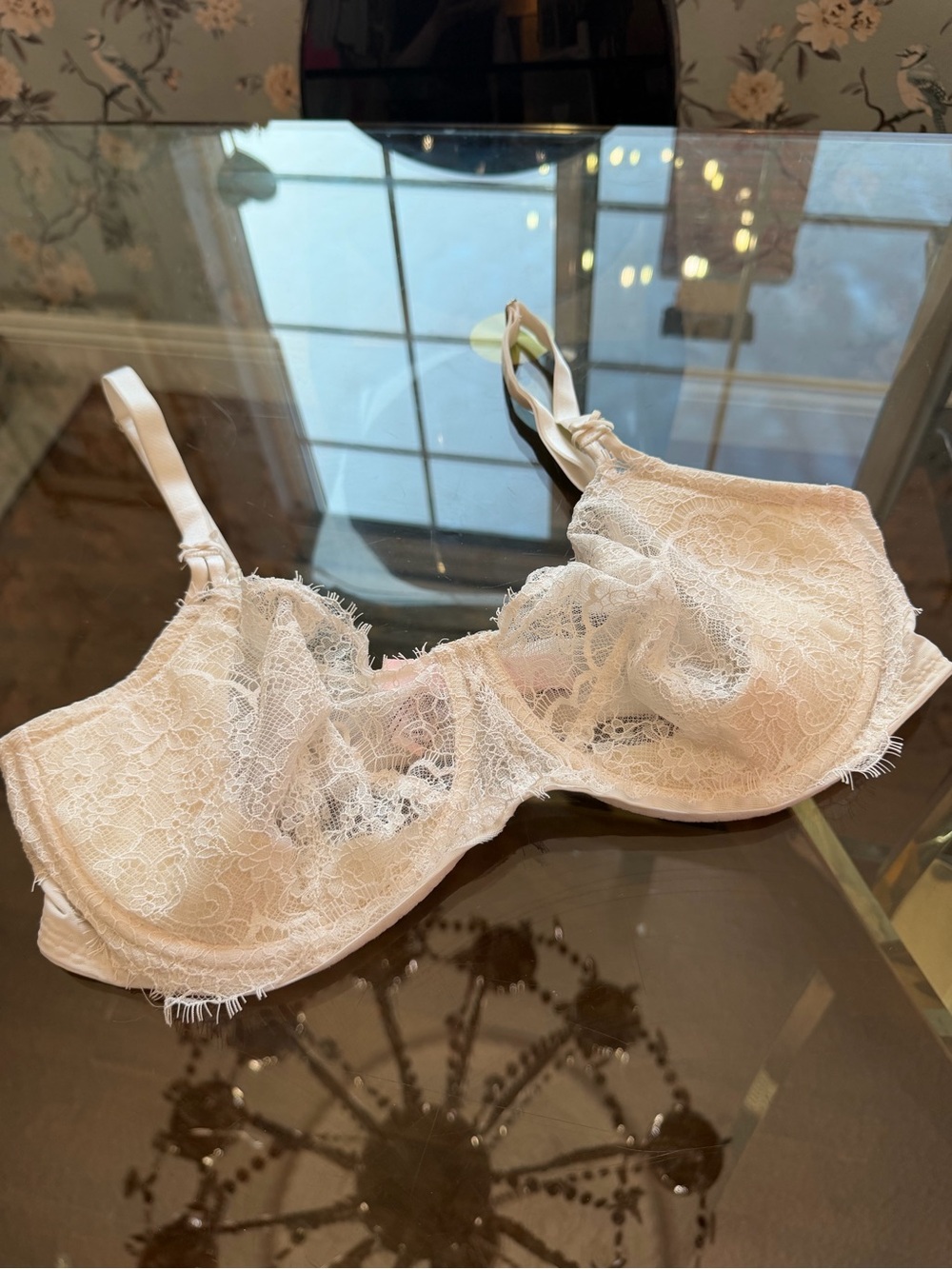 Victoria's Secret Sheer Lace Underwire Bra — Ivory